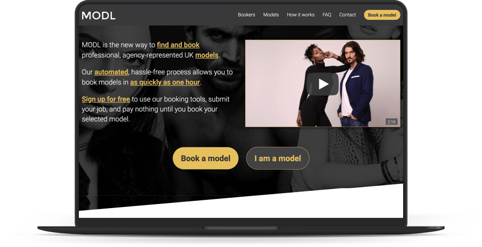 MODL model booking app